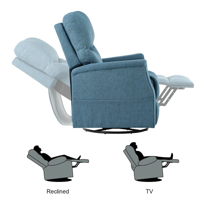 Recliner Massge Chair With Heat, Padded Seat With Swivel Blue - Relaxing Recliners