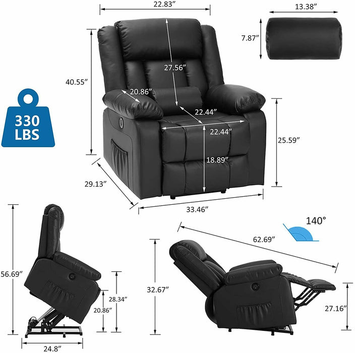 Electric Powered 8 Point Massage Lift Recliner - Relaxing Recliners