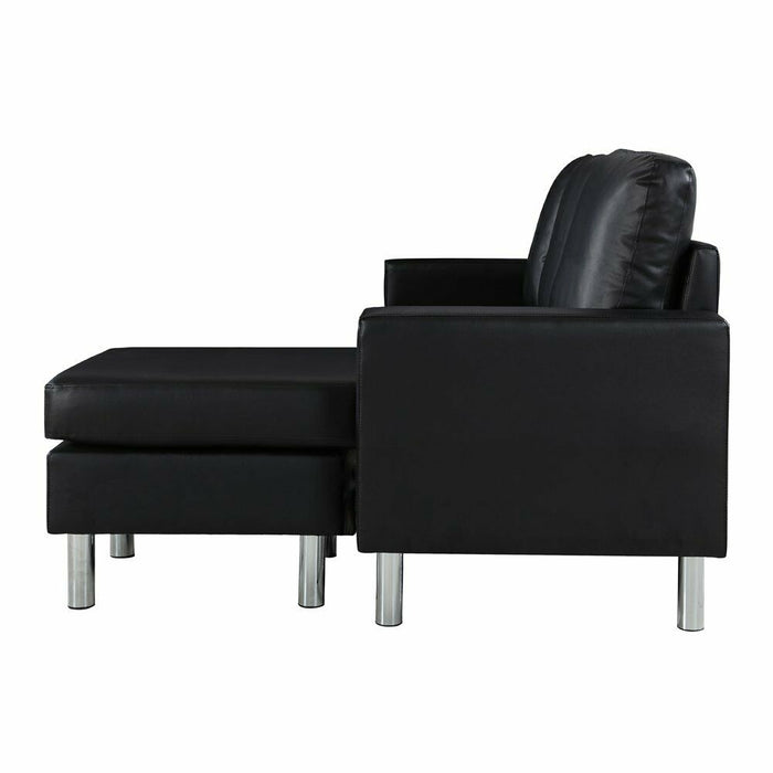 Modern Leather Sectional Sofa - Black - Relaxing Recliners