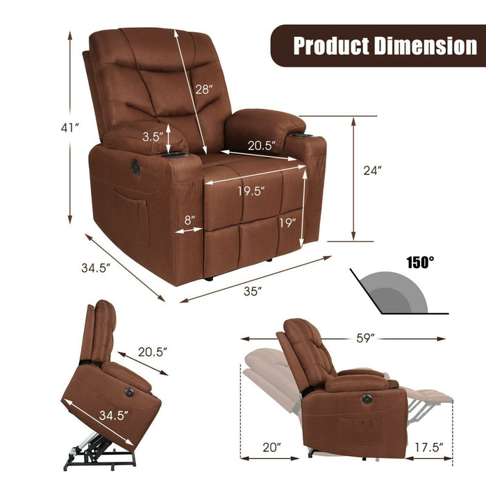 Electric Heat and Massage Power Lift Recliner Chair for Elderly - Relaxing Recliners