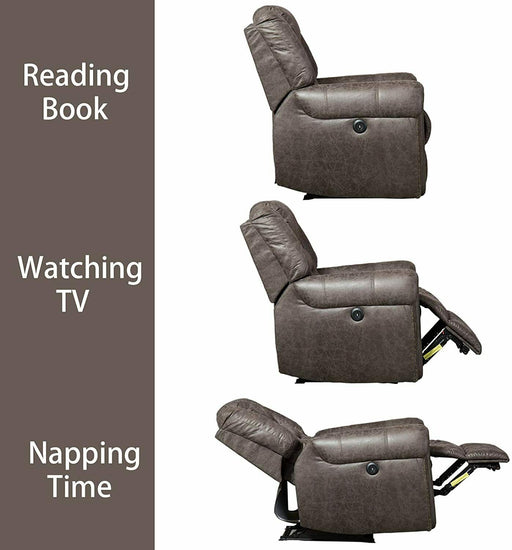 Breathable Bonded Leather Recliner Chair with USB Ports - Relaxing Recliners