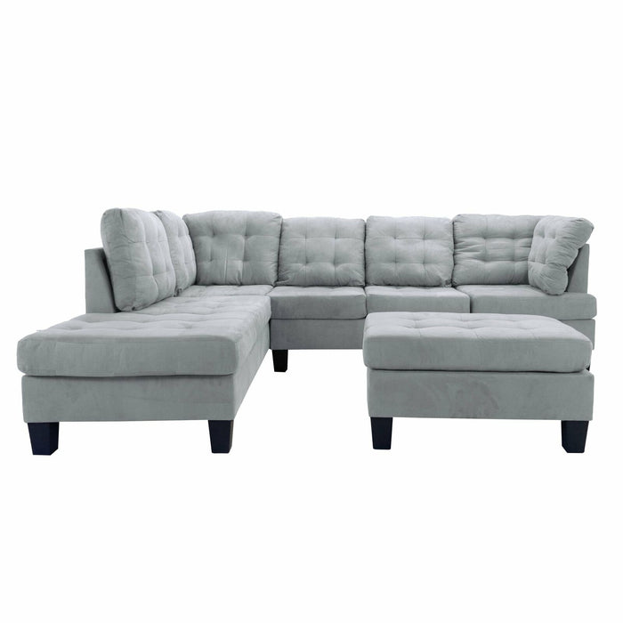 Microfiber Sectional Sofa and Ottoman Set Medium Firm Foam Gray - Relaxing Recliners