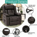 Power Lift Leather Recliner Chair With Massage and Heat, USB Ports - Relaxing Recliners