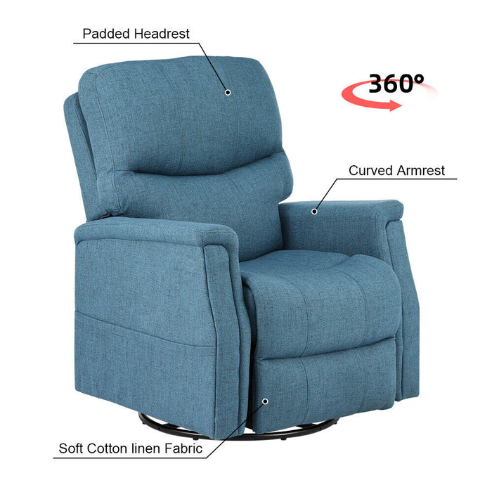 Recliner Massge Chair With Heat, Padded Seat With Swivel Blue - Relaxing Recliners