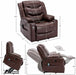 Brown Power Lift Recliner Massage Chair With Heat For Seniors - Relaxing Recliners