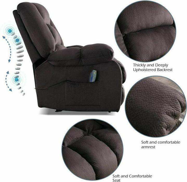 Microfiber Massage Recliner Chair With Heat & Vibration Control - Relaxing Recliners