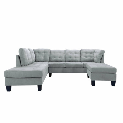 Microfiber Sectional Sofa and Ottoman Set Medium Firm Foam Gray - Relaxing Recliners