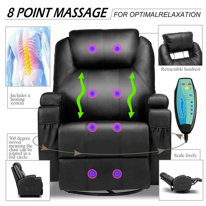 Swivel Massage Recliner With Heat - Relaxing Recliners