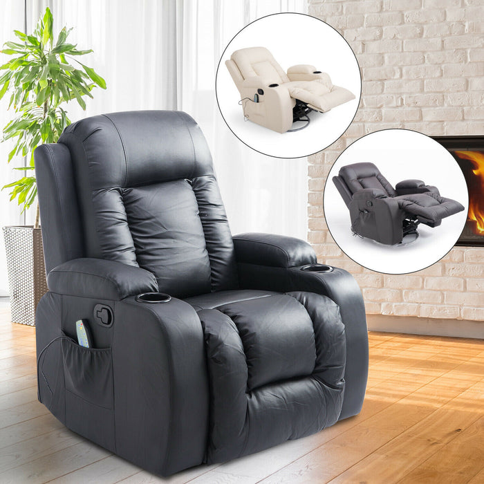 Overstuffed Pu Leather Massage Recliner - Relaxing Recliners