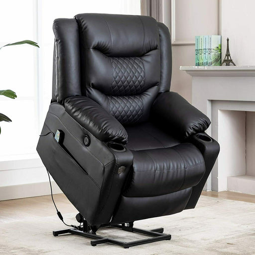 Black Power Lift Recliner Massage Chair With Heat For Seniors - Relaxing Recliners