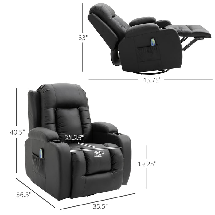 Overstuffed Pu Leather Massage Recliner - Relaxing Recliners