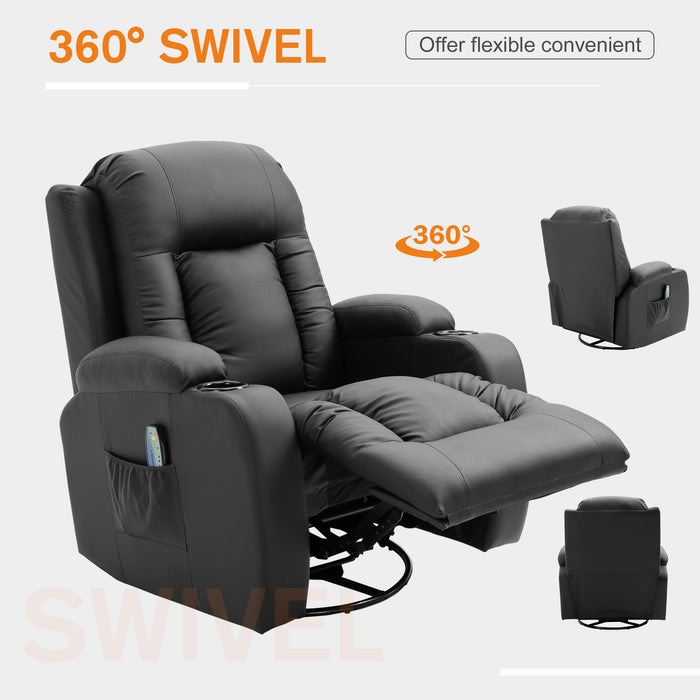 Overstuffed Pu Leather Massage Recliner - Relaxing Recliners