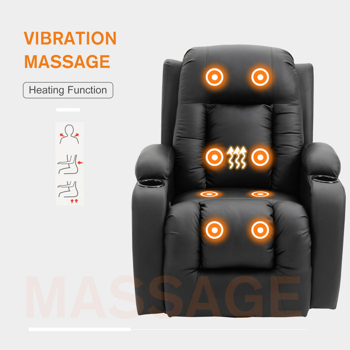 Overstuffed Pu Leather Massage Recliner - Relaxing Recliners